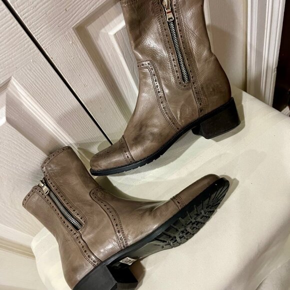MARINA RINALDI MID CALF WESTERN BOOTS GREY DISTRESSED GRUNGE MADE IN ITALY SZ 35 - Picture 12 of 16